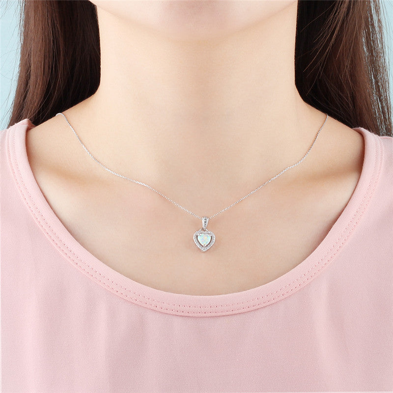 Collana Cuore in Argento 925 con Diamante — Gioiello Fashion Donna